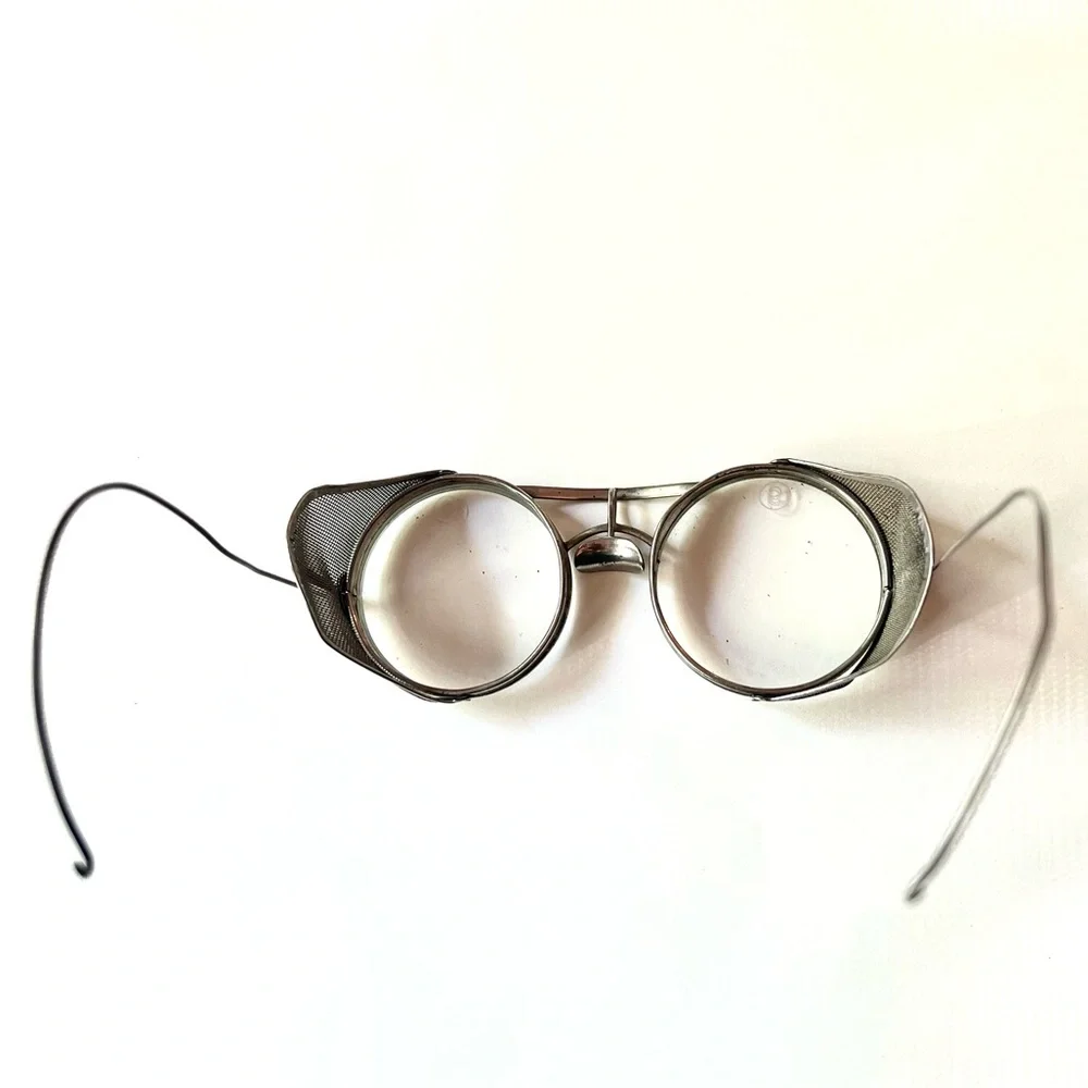 Antique Steampunk Safety Glasses Unisex Metal Glass Mesh Vintage Clear Glass